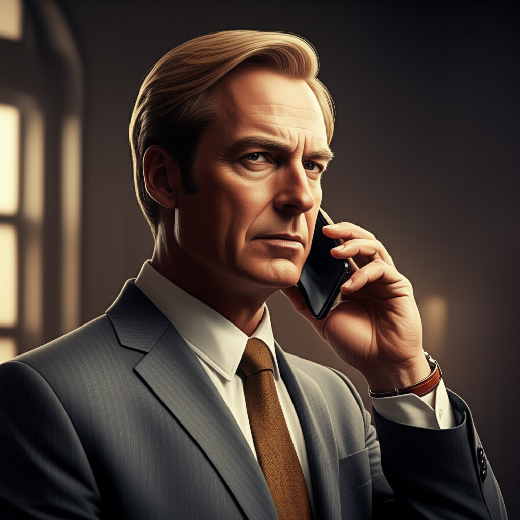 Professional lawyer on phone